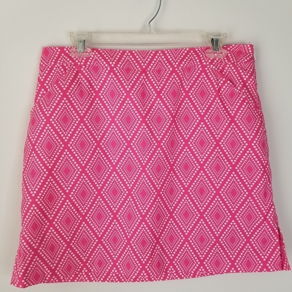 Coral Bay Golf Skort Pink/White Geometric Print Size 10 Stretch - Picture 5 of 13